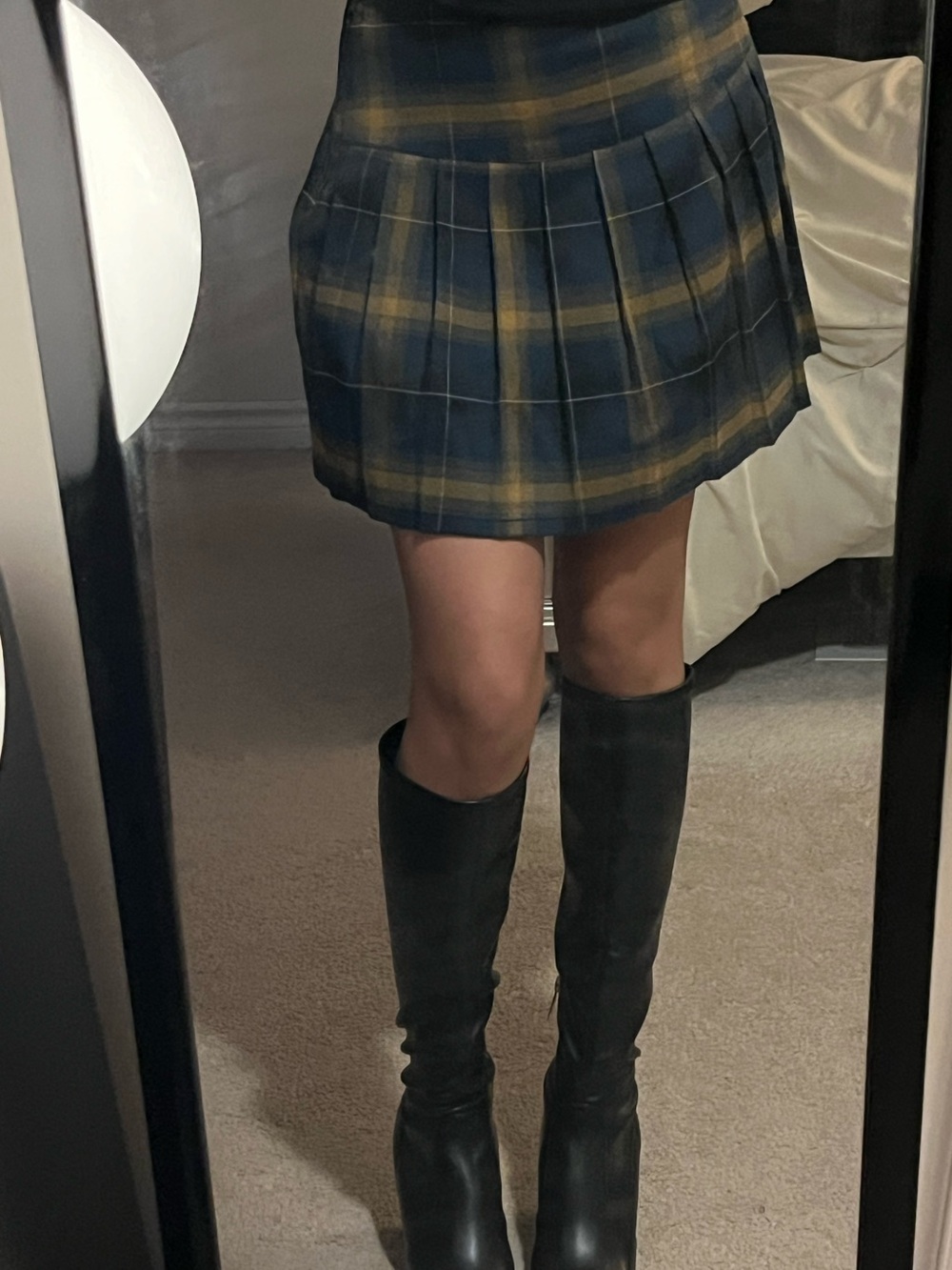 Dickies Women's Pleated Plaid Skirt in Blue and Yellow